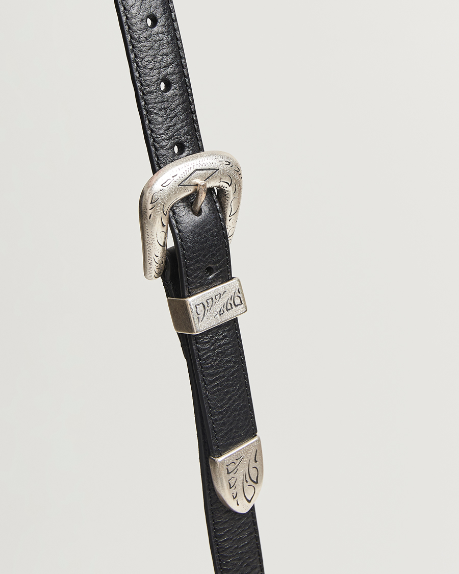 Uomini | Cinture | Anderson's | Grained Western Leather Belt 2,5 cm Black
