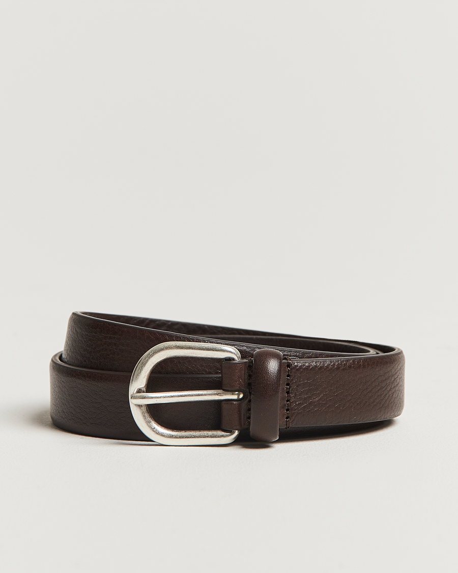 Uomini | Cinture | Anderson's | Grained Leather Belt 2,5 cm Dark Brown