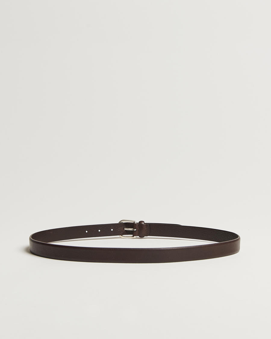 Uomini | Cinture | Anderson's | Grained Leather Belt 2,5 cm Dark Brown