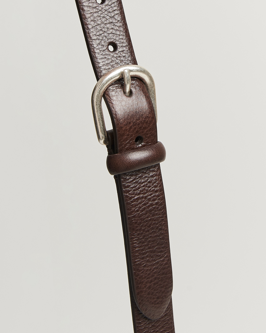 Uomini | Cinture | Anderson's | Grained Leather Belt 2,5 cm Dark Brown