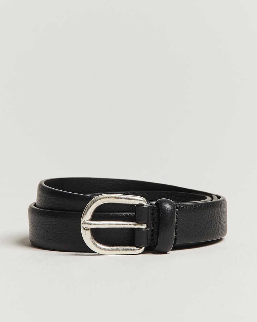 Uomini | Cinture | Anderson's | Grained Leather Belt 2,5 cm Black