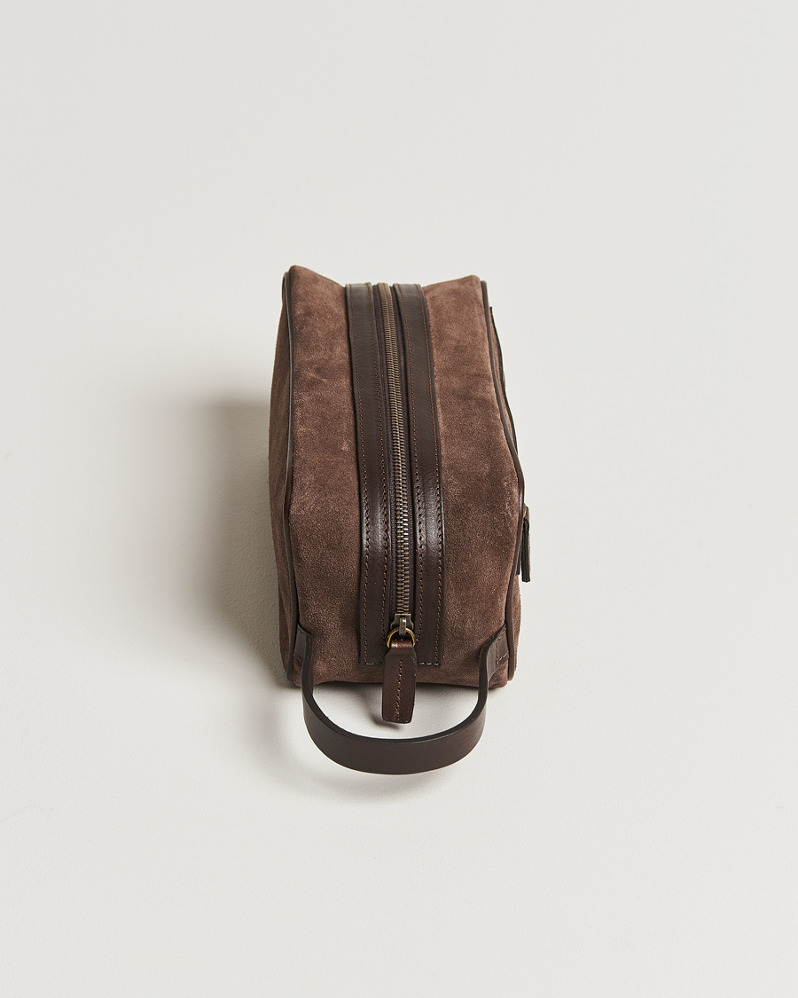 Uomini | Anderson's Suede Washbag Dark Brown | Anderson's | Suede Washbag Dark Brown