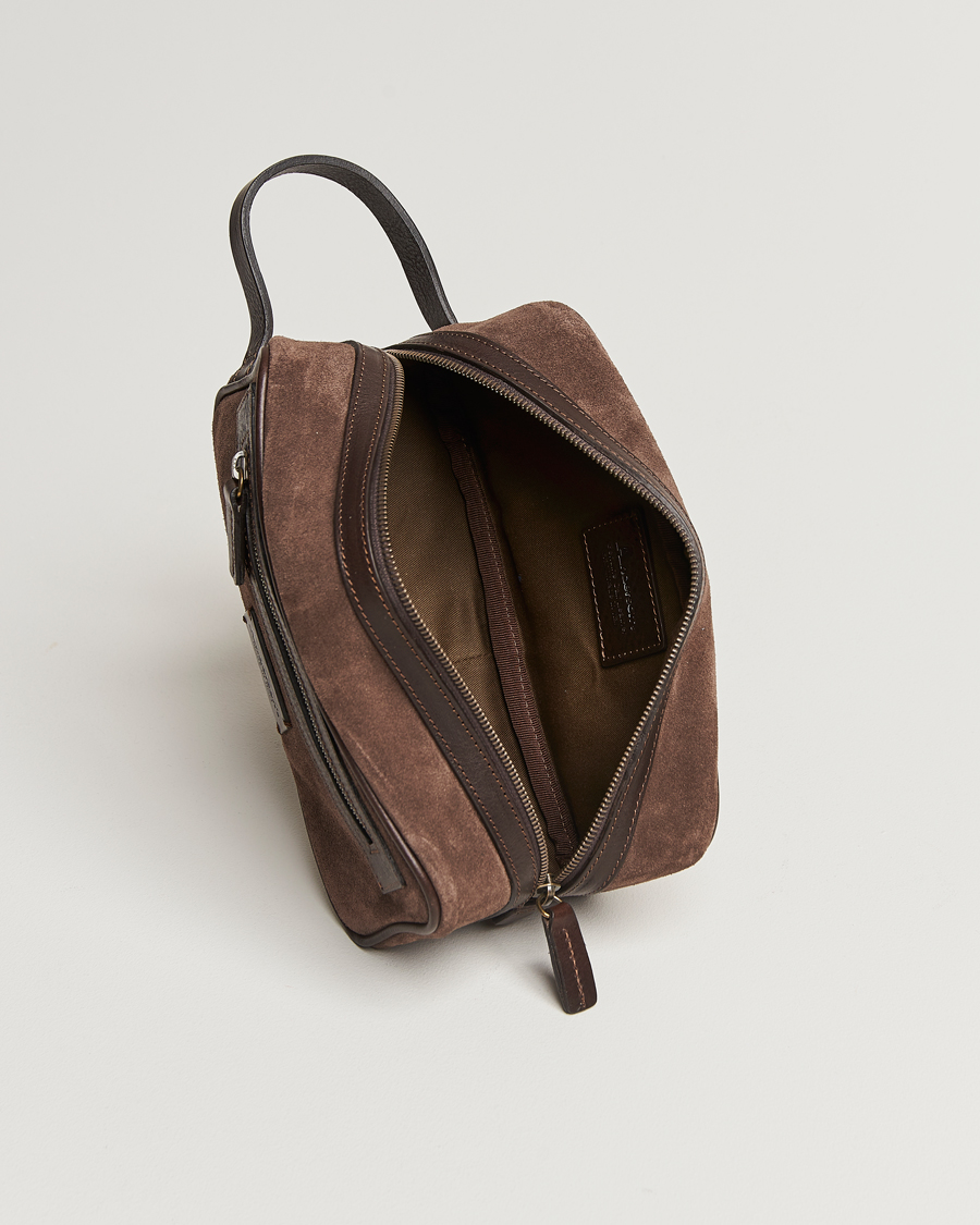 Uomini | Anderson's Suede Washbag Dark Brown | Anderson's | Suede Washbag Dark Brown