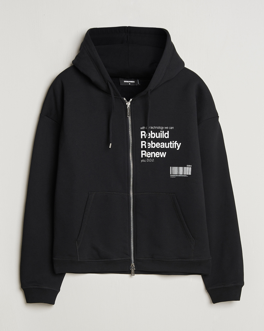 Uomini | Maglieria | Dsquared2 | Logo Full Zip Hoodie Black