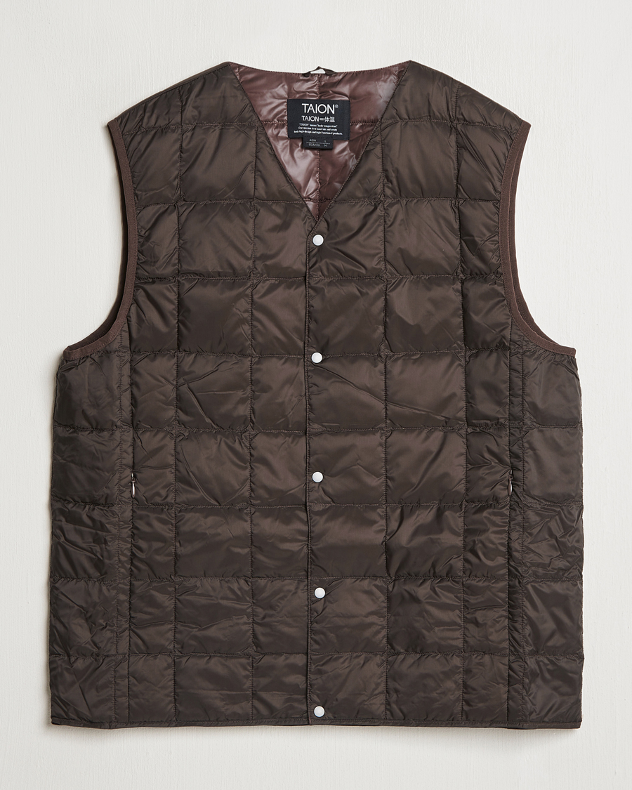 Uomini | Giacche | TAION | V-Neck Lightweight Down Vest Dark Choco