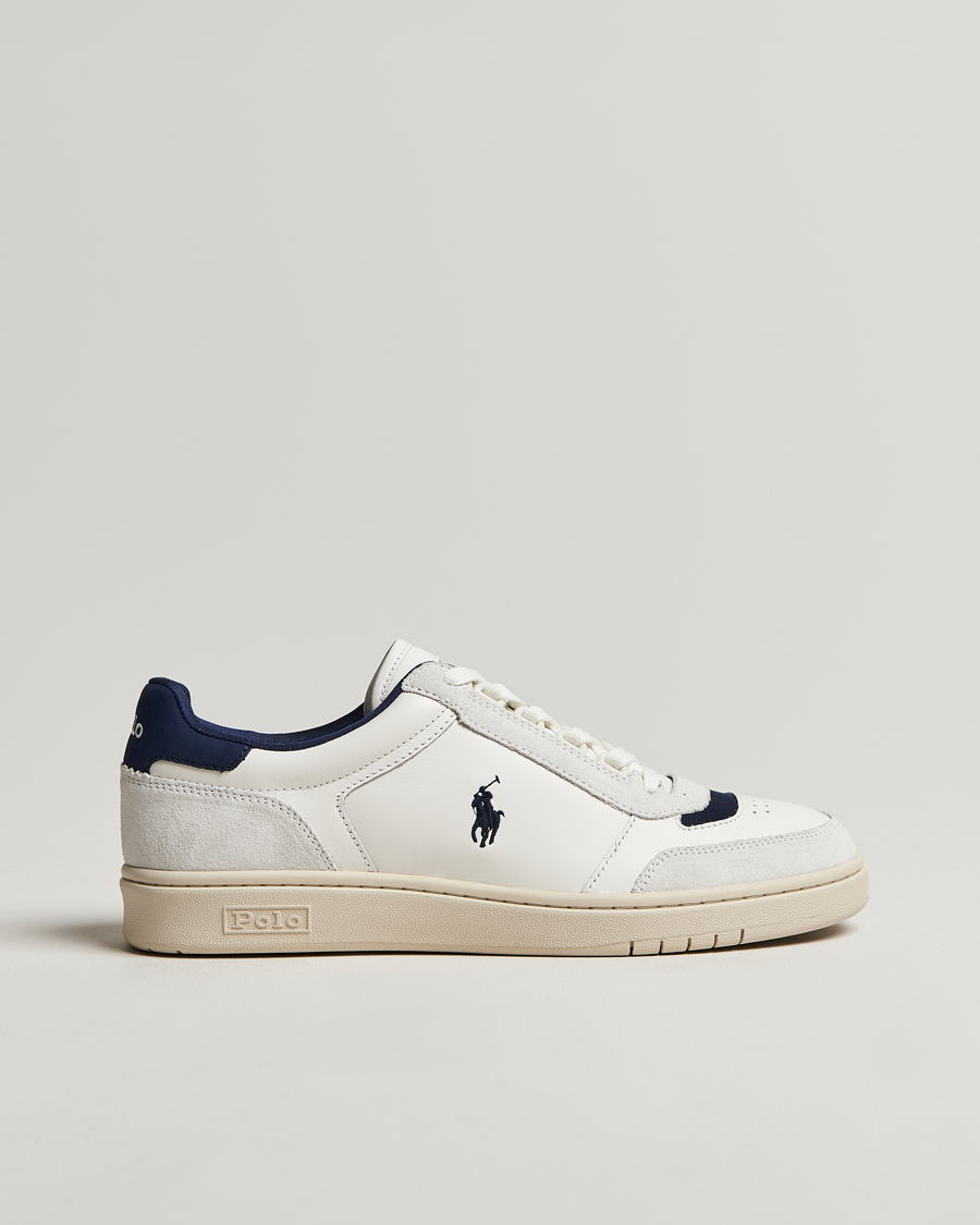 Uomini | Polo Ralph Lauren Polo Court Sneaker Deckwash White/Navy | Polo Ralph Lauren | Polo Court Sneaker Deckwash White/Navy