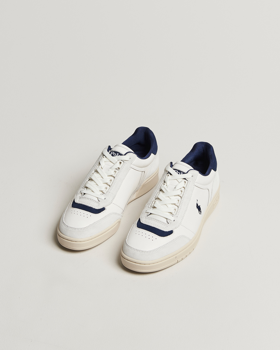 Uomini | Polo Ralph Lauren Polo Court Sneaker Deckwash White/Navy | Polo Ralph Lauren | Polo Court Sneaker Deckwash White/Navy