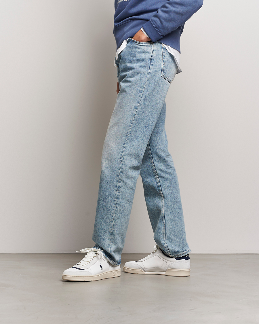 Uomini | Polo Ralph Lauren Polo Court Sneaker Deckwash White/Navy | Polo Ralph Lauren | Polo Court Sneaker Deckwash White/Navy