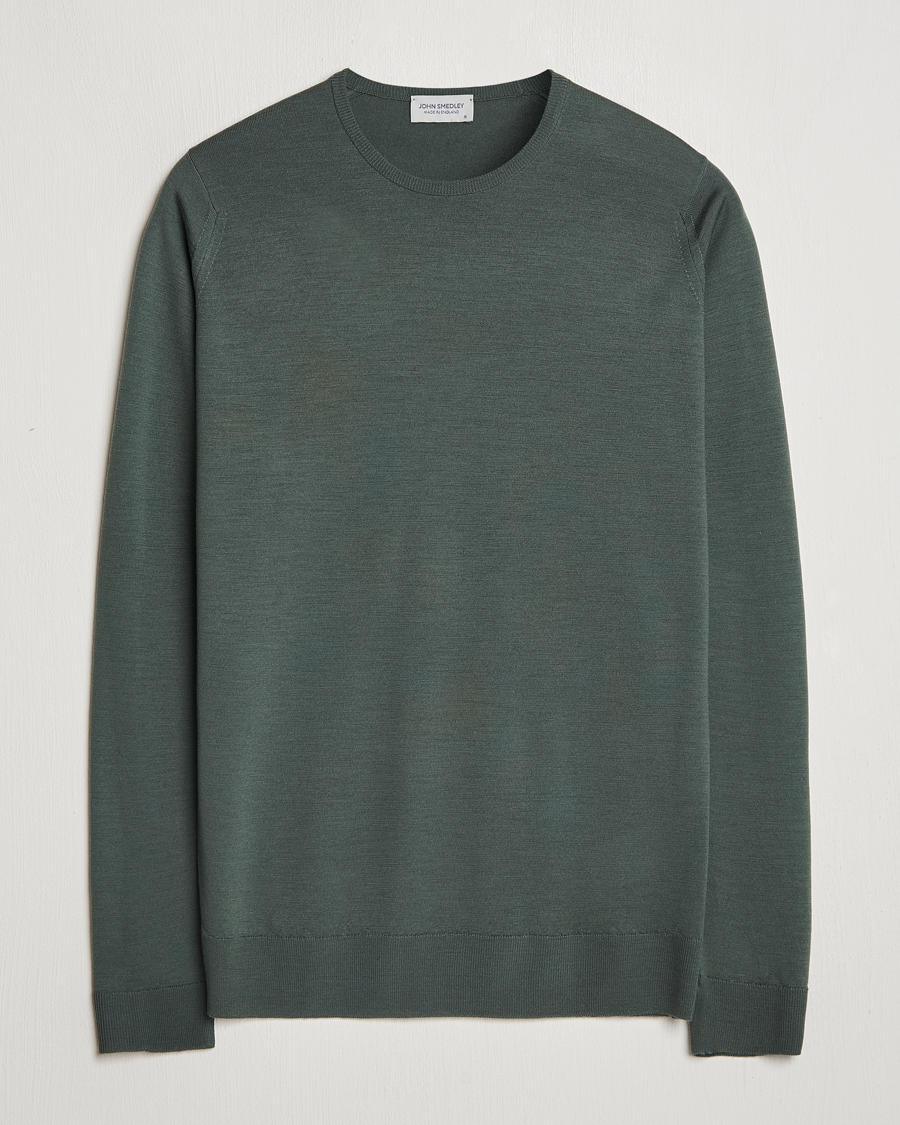 Uomini | Maglieria | John Smedley | Lundy Extra Fine Merino Crew Neck Highland Green