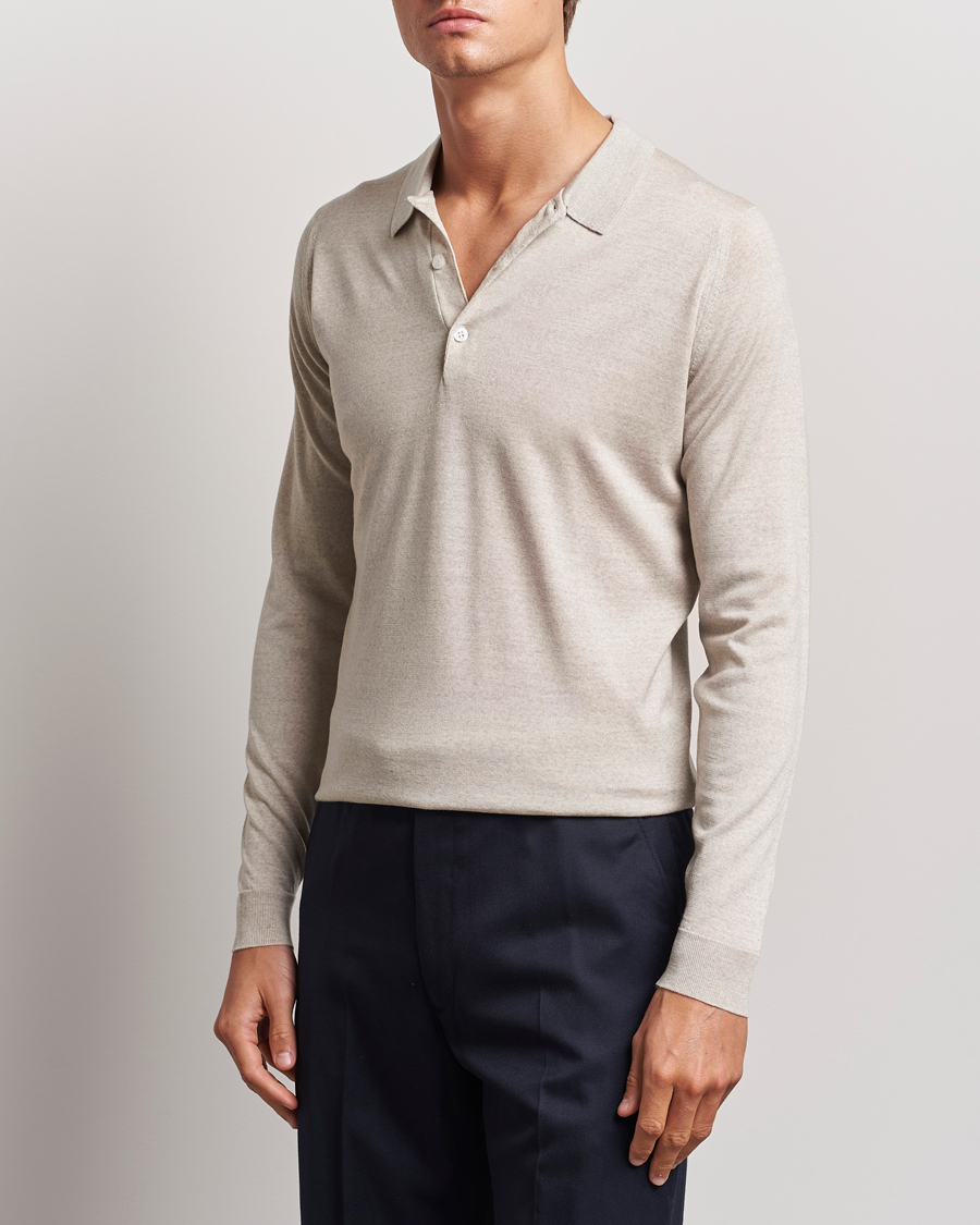 Uomini | Maglieria | John Smedley | Belper Extra Fine Merino Polo Pullover Grey Fleece