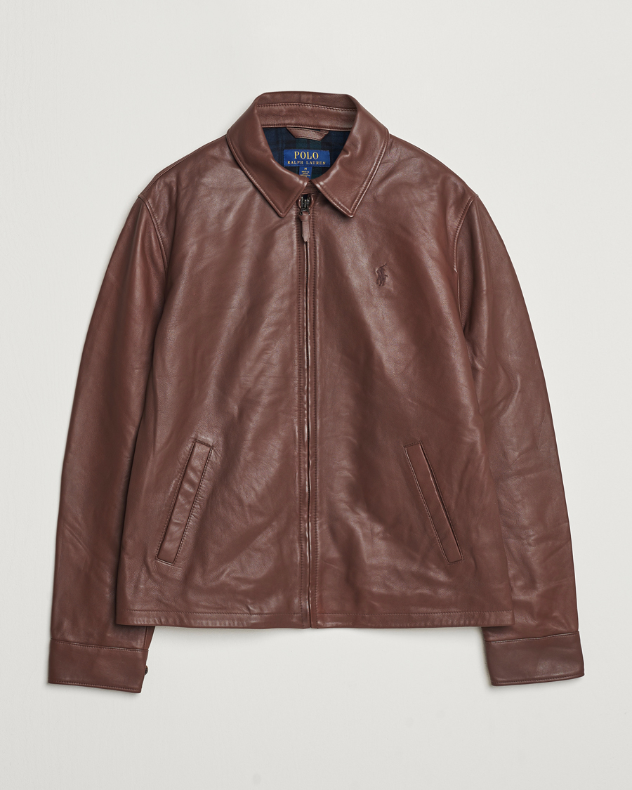 Uomini | Giacche | Polo Ralph Lauren | Maxwell Windbreaker Leather Jacket Bison Brown
