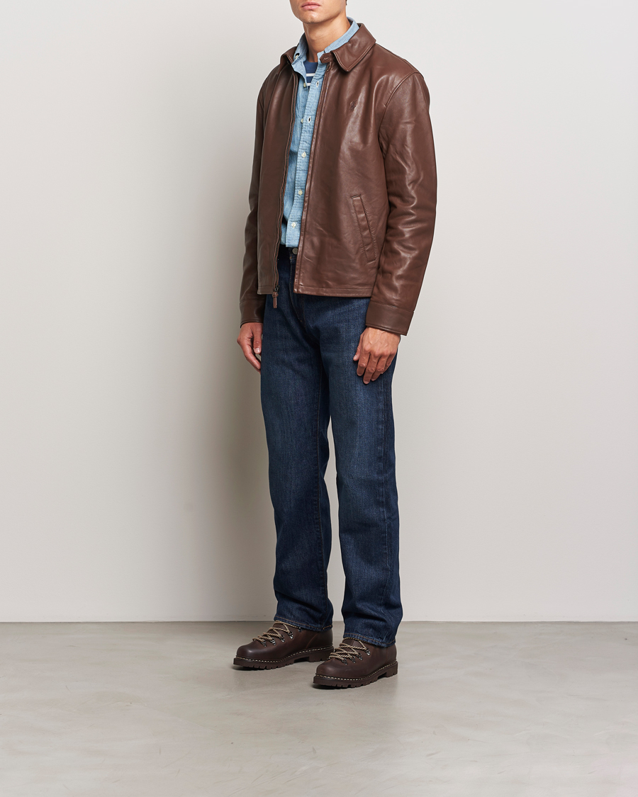 Uomini | Giacche | Polo Ralph Lauren | Maxwell Windbreaker Leather Jacket Bison Brown