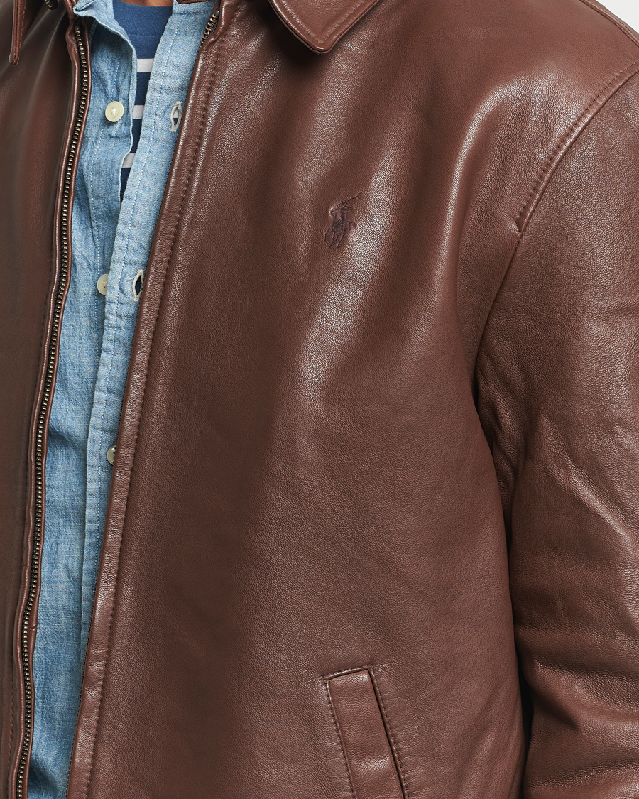 Uomini | Giacche | Polo Ralph Lauren | Maxwell Windbreaker Leather Jacket Bison Brown