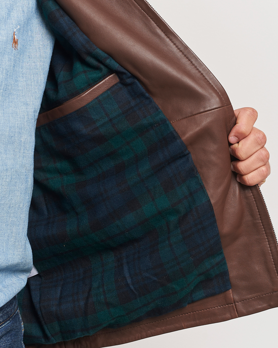 Uomini | Giacche | Polo Ralph Lauren | Maxwell Windbreaker Leather Jacket Bison Brown