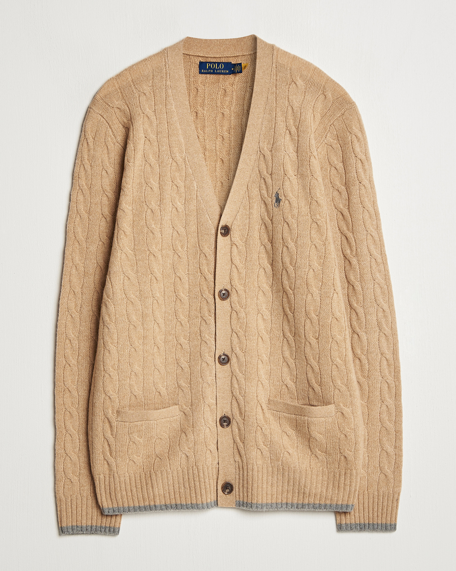 Uomini | Maglieria | Polo Ralph Lauren | Wool/Cashmere Cable Cardigan Camel Melange