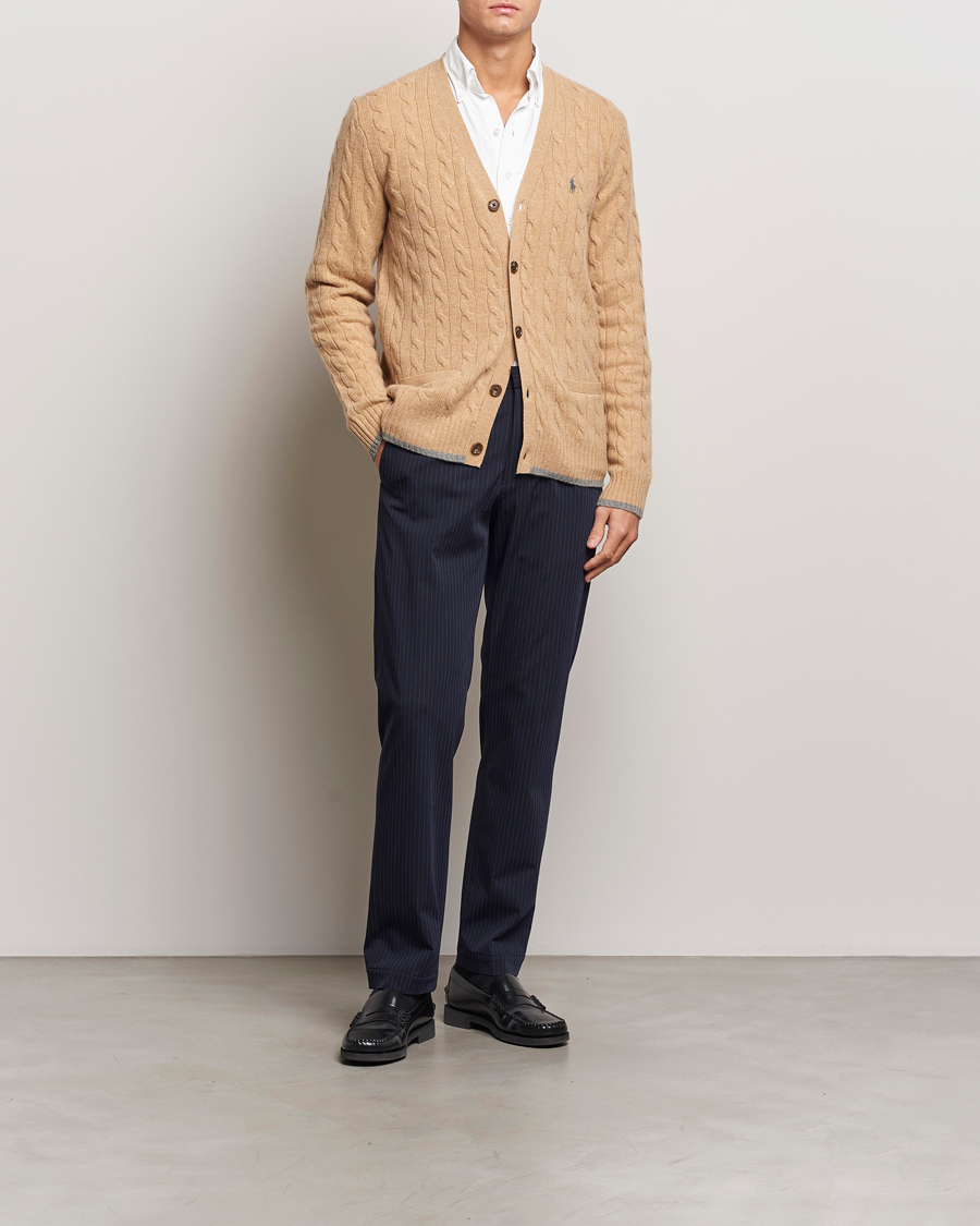 Uomini | Maglieria | Polo Ralph Lauren | Wool/Cashmere Cable Cardigan Camel Melange