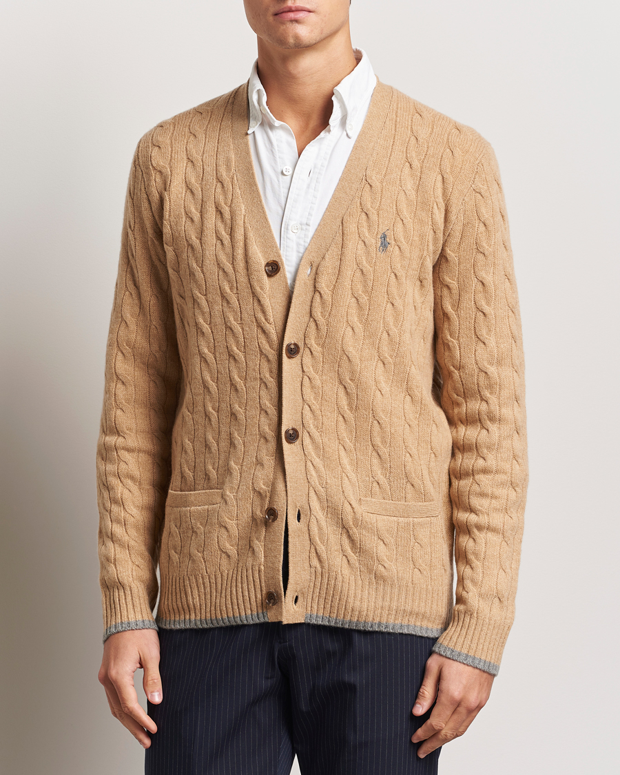 Uomini | Maglieria | Polo Ralph Lauren | Wool/Cashmere Cable Cardigan Camel Melange