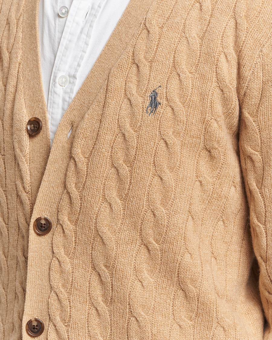 Uomini | Maglieria | Polo Ralph Lauren | Wool/Cashmere Cable Cardigan Camel Melange