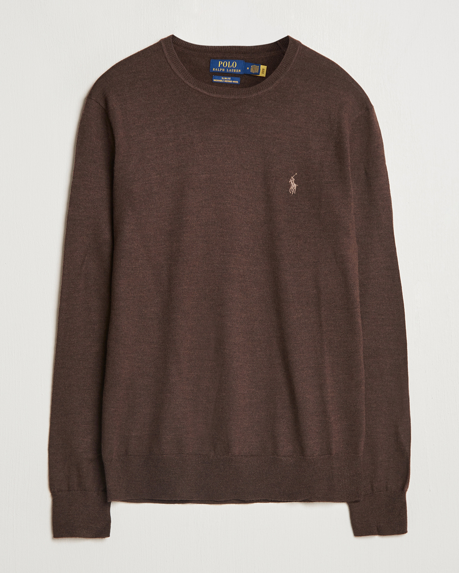 Uomini | Maglieria | Polo Ralph Lauren | Merino Crew Neck Pullover Cacao Brown Heather