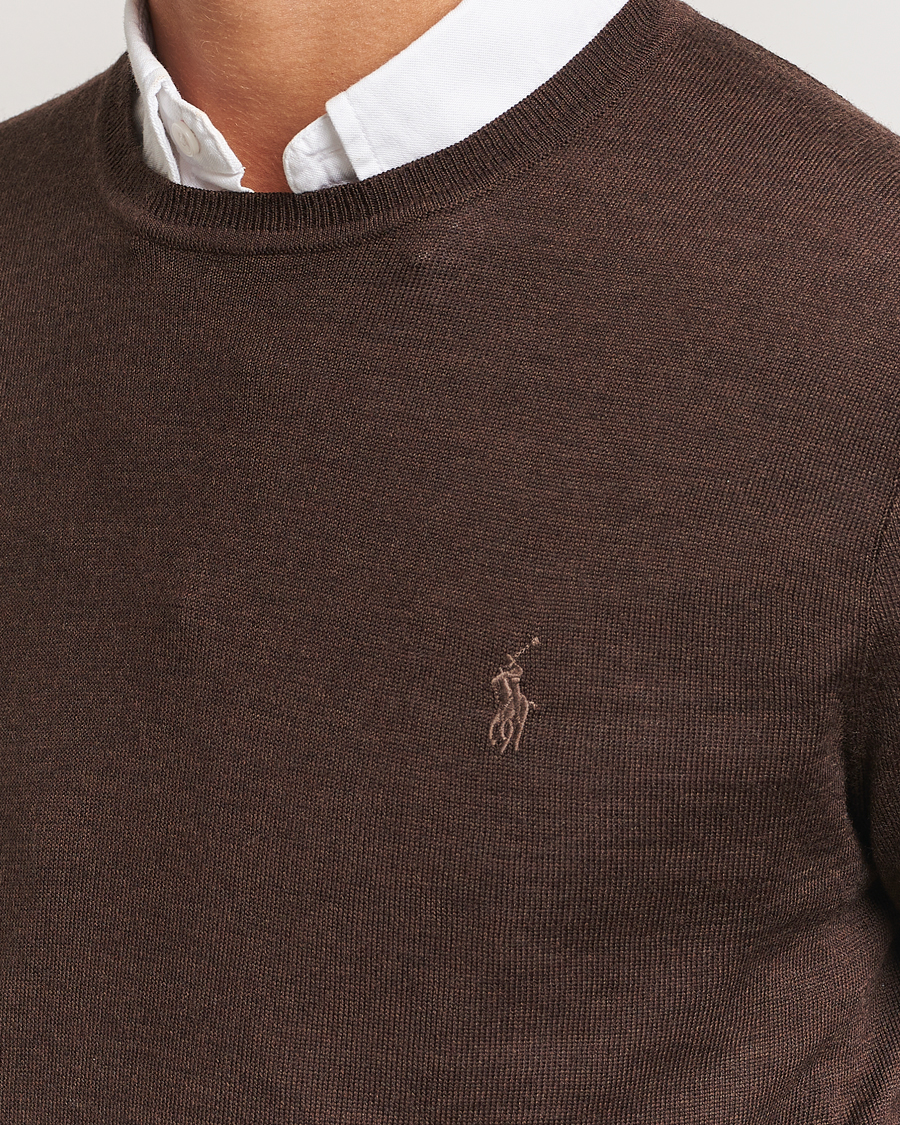 Uomini | Maglieria | Polo Ralph Lauren | Merino Crew Neck Pullover Cacao Brown Heather