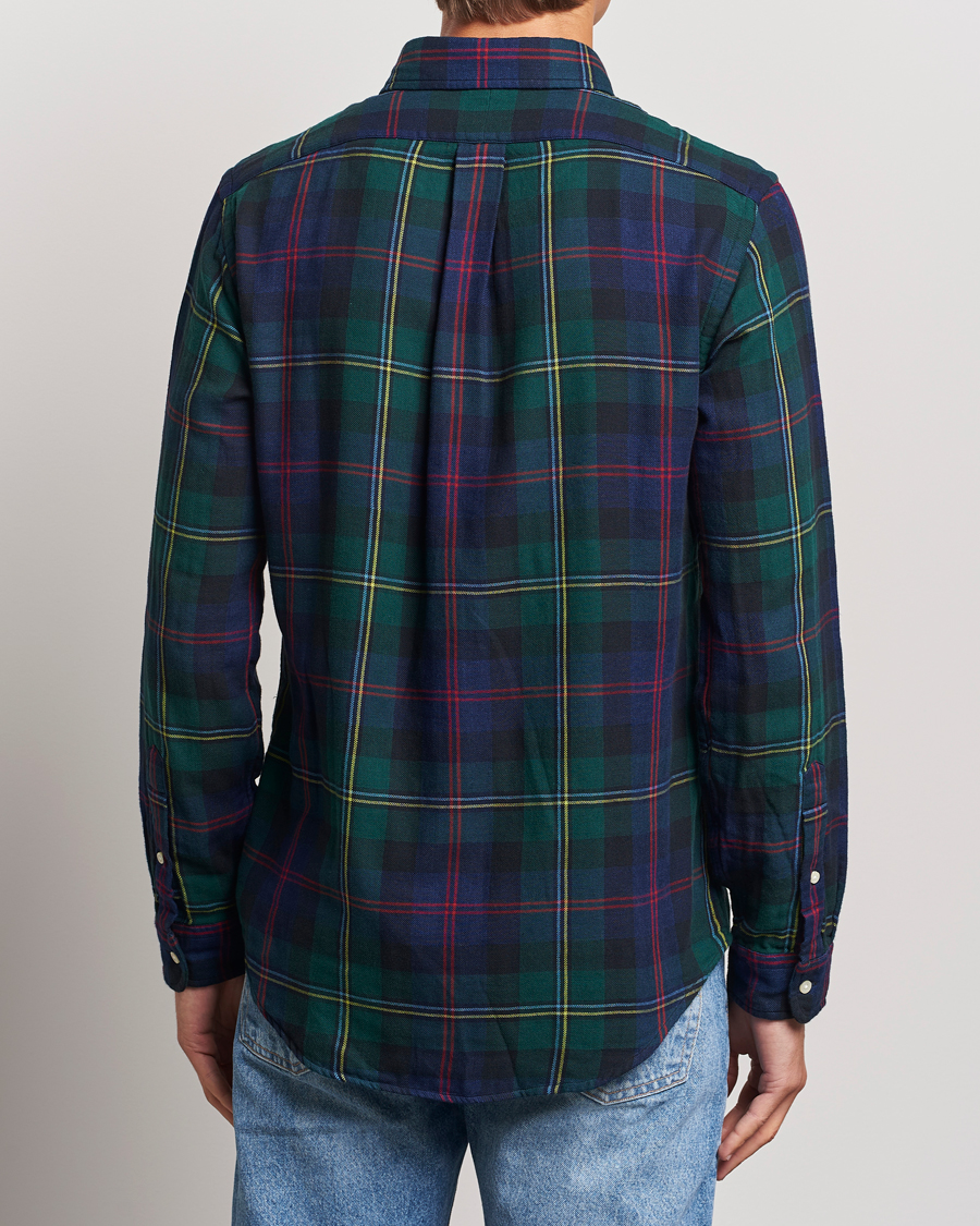 Uomini | Camicie | Polo Ralph Lauren | Custom Fit Double Faced Checked Shirt Green/Indigo