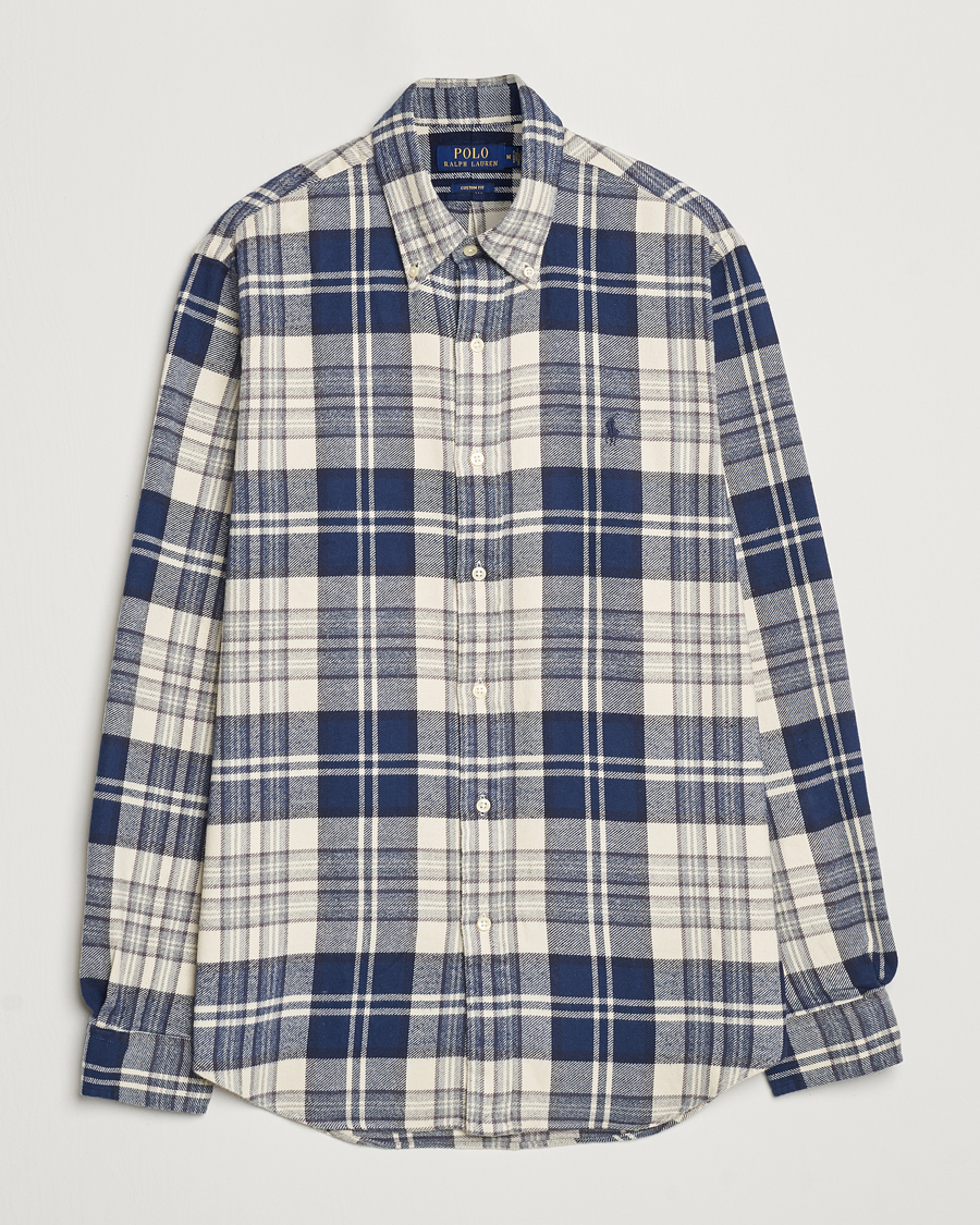 Uomini | Camicie | Polo Ralph Lauren | Custom Fit Brushed Flannel Checked Shirt Off White