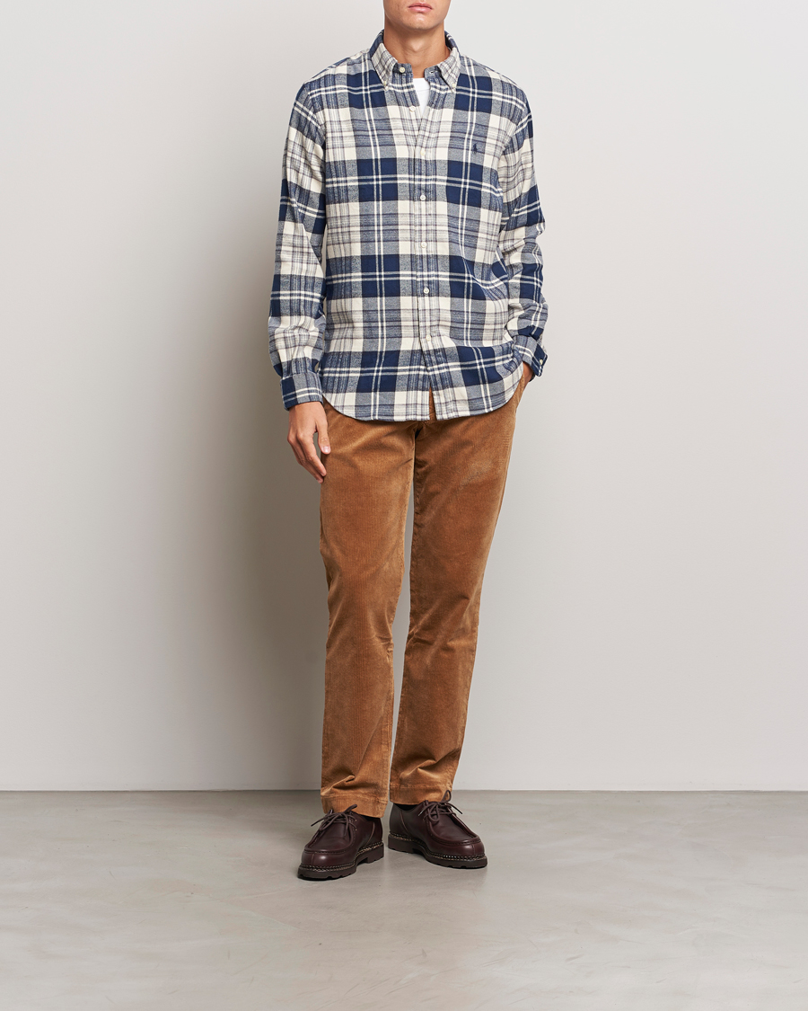 Uomini | Camicie | Polo Ralph Lauren | Custom Fit Brushed Flannel Checked Shirt Off White