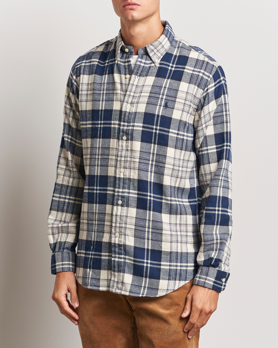 Uomini | Camicie | Polo Ralph Lauren | Custom Fit Brushed Flannel Checked Shirt Off White
