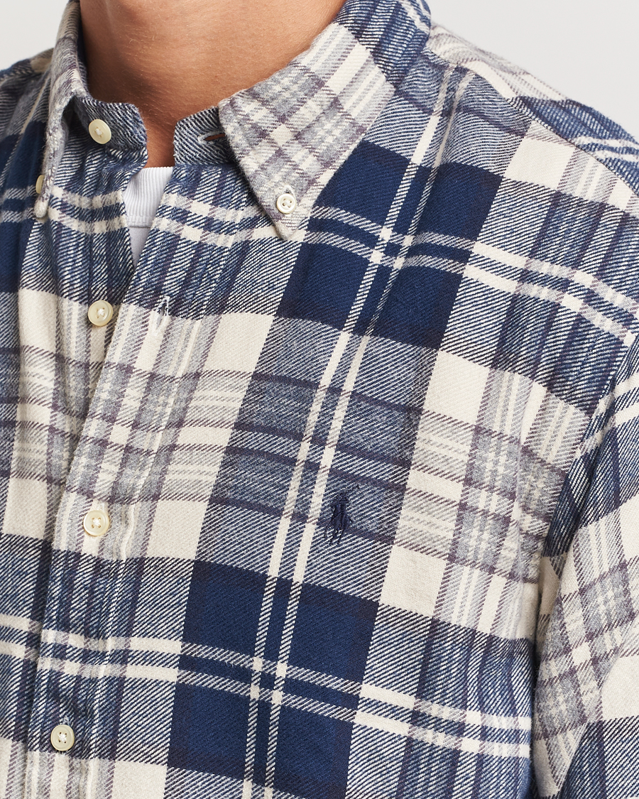 Uomini | Camicie | Polo Ralph Lauren | Custom Fit Brushed Flannel Checked Shirt Off White