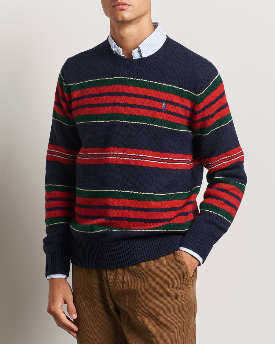 Uomini | Maglieria | Polo Ralph Lauren | Wool/Cashmere Striped Sweater Hunter Navy Combo