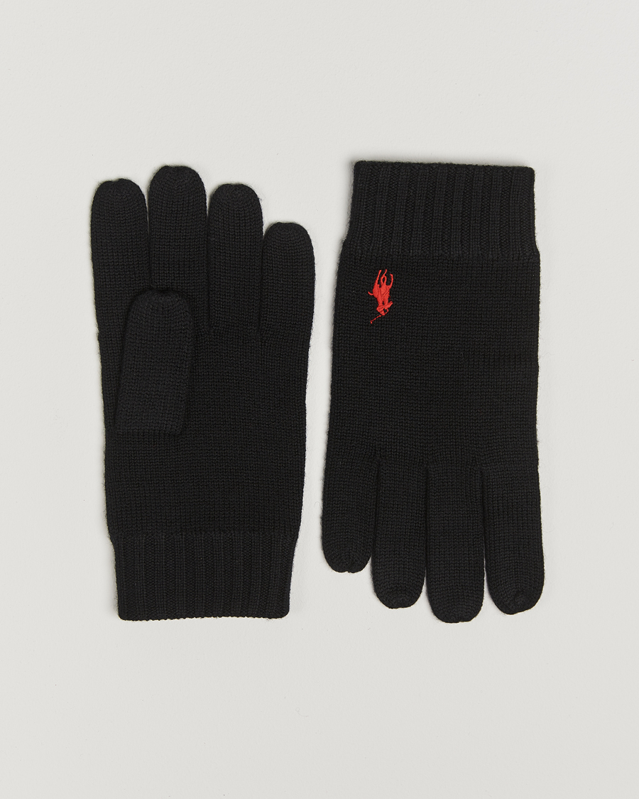 Uomini | Polo Ralph Lauren Merino Gloves Polo Black | Polo Ralph Lauren | Merino Gloves Polo Black