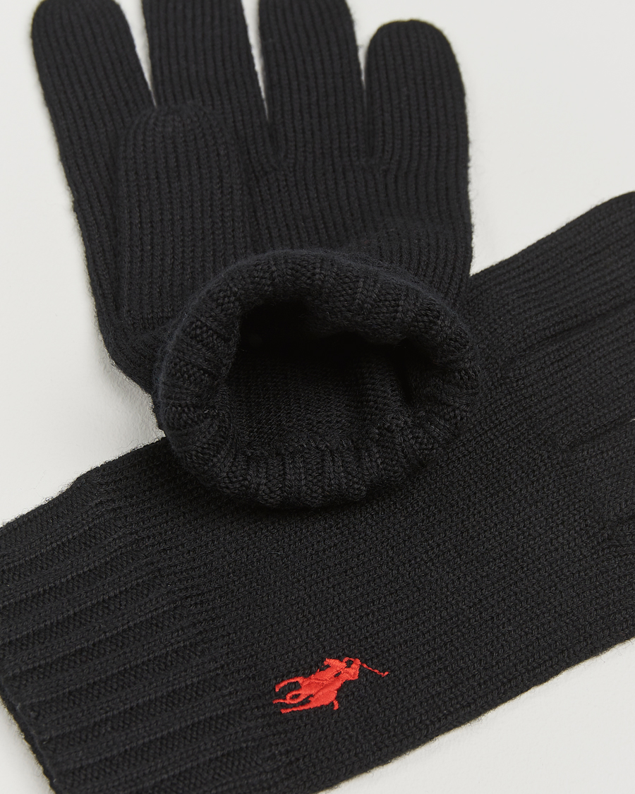 Uomini | Polo Ralph Lauren Merino Gloves Polo Black | Polo Ralph Lauren | Merino Gloves Polo Black