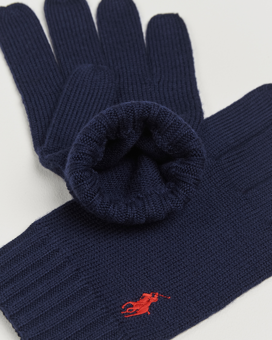 Uomini | Polo Ralph Lauren Merino Gloves Hunter Navy | Polo Ralph Lauren | Merino Gloves Hunter Navy