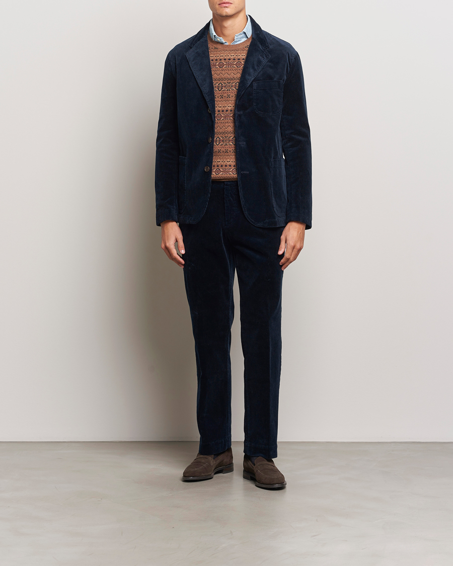 Uomini | Pantaloni | Polo Ralph Lauren | Corduroy Pleated Trousers Aviator Navy