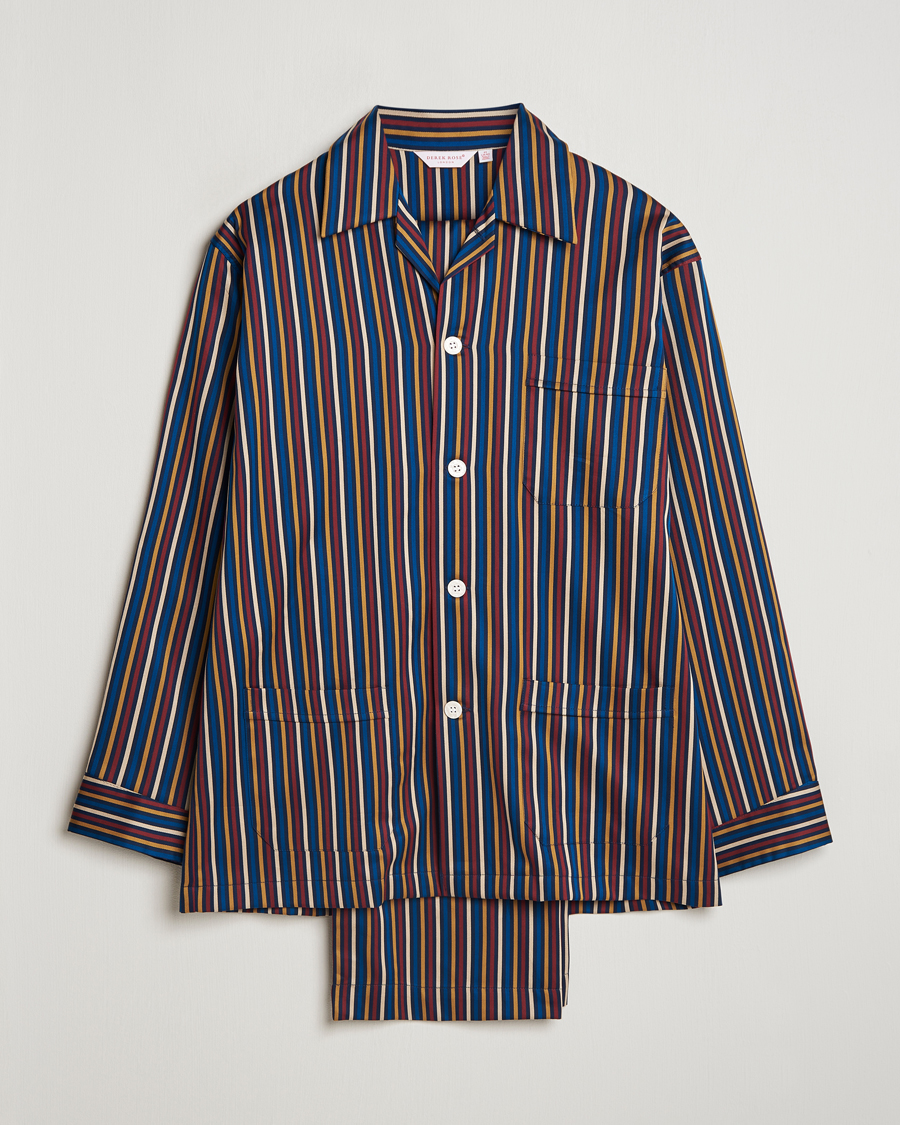 Uomini | Accappatoi & Pigiami | Derek Rose | Striped Cotton Pyjama Set Navy