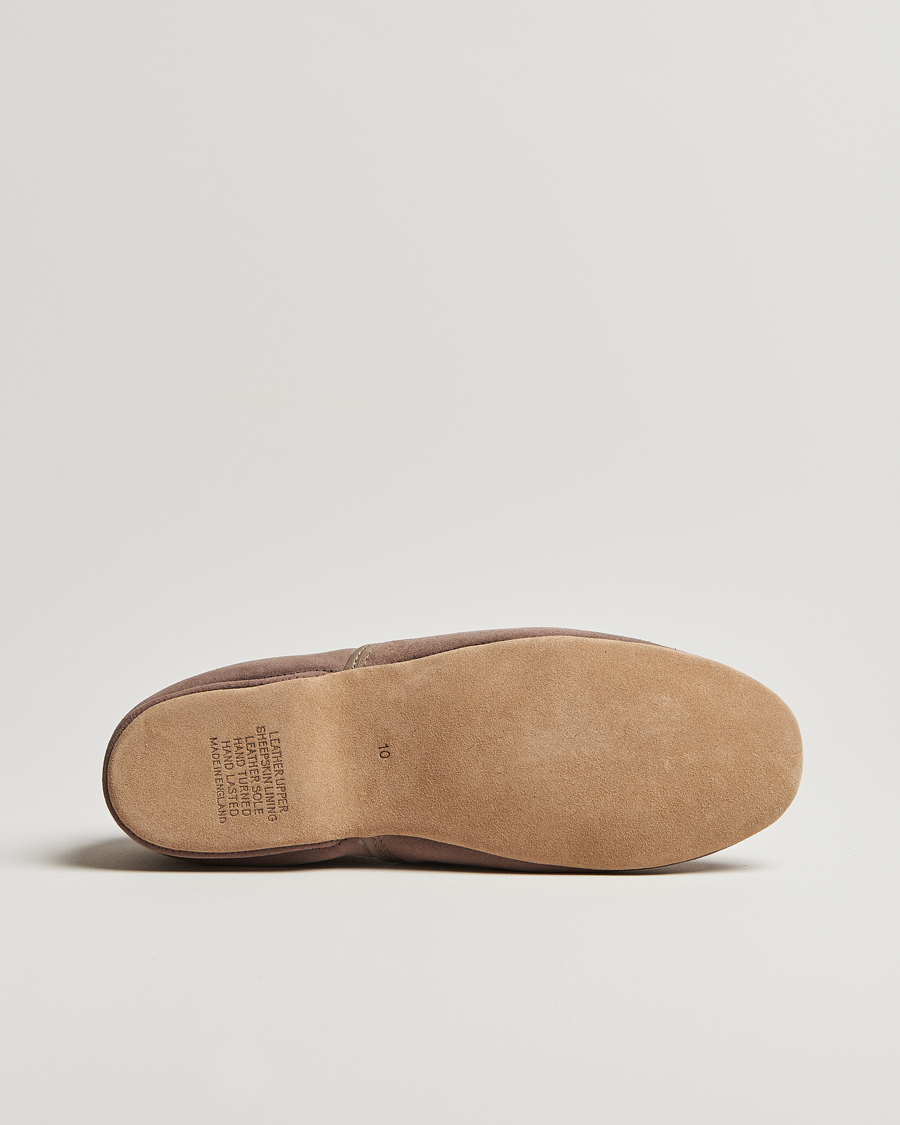 Uomini | Derek Rose Crawford Sheepskin Suede Slippers Beige | Derek Rose | Crawford Sheepskin Suede Slippers Beige