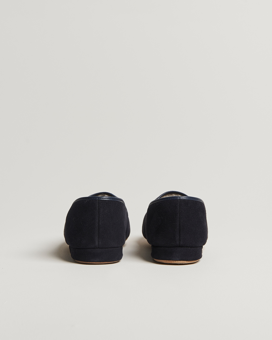 Uomini | Sandali & Diapositive | Derek Rose | Crawford Sheepskin Suede Slippers Navy