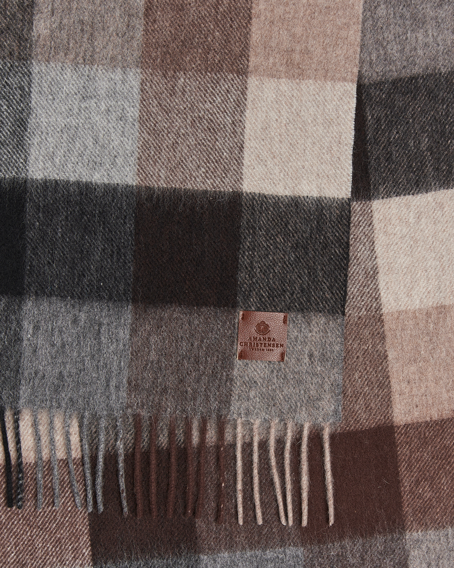 Uomini | Amanda Christensen Wool Block Check Scarf Brown/Grey | Amanda Christensen | Wool Block Check Scarf Brown/Grey