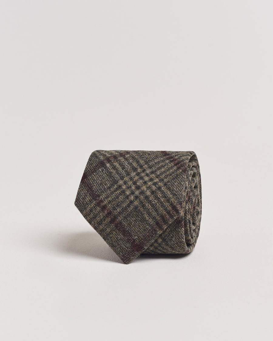 Uomini | Amanda Christensen Wool Checked 8cm Tie Green | Amanda Christensen | Wool Checked 8cm Tie Green