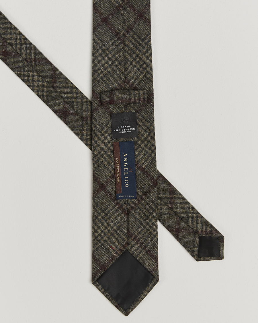 Uomini | Amanda Christensen Wool Checked 8cm Tie Green | Amanda Christensen | Wool Checked 8cm Tie Green