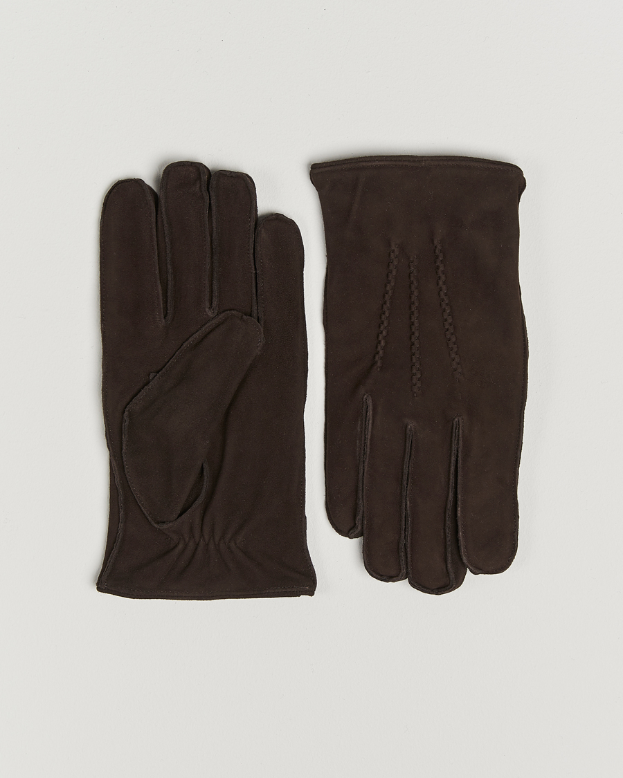 Uomini | Amanda Christensen Lined Suede Gloves Brown | Amanda Christensen | Lined Suede Gloves Brown
