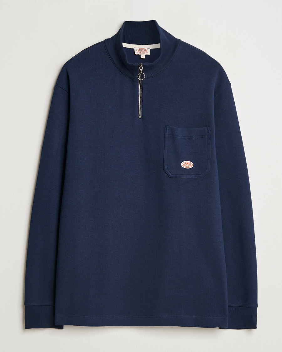Uomini | Maglieria | Armor-lux | Camionneur Cotton Half Zip Sweater Deep Marine