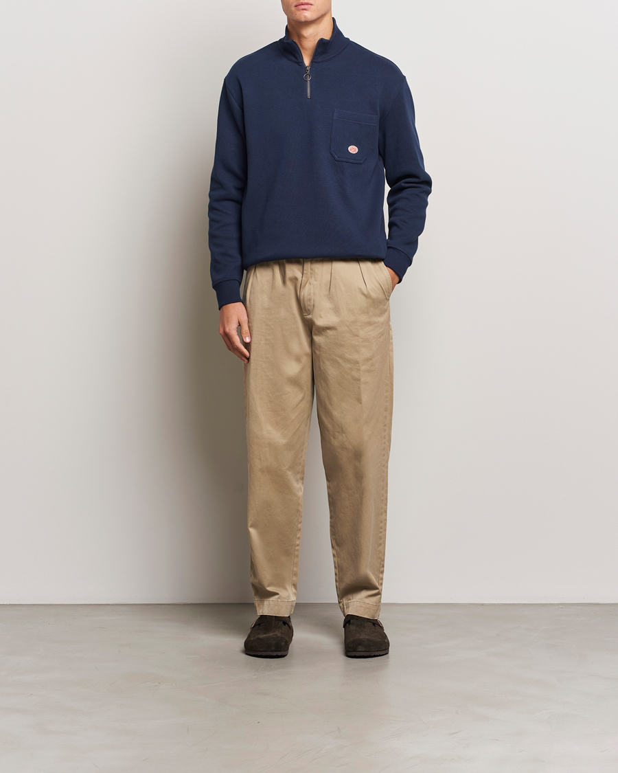 Uomini | Maglieria | Armor-lux | Camionneur Cotton Half Zip Sweater Deep Marine