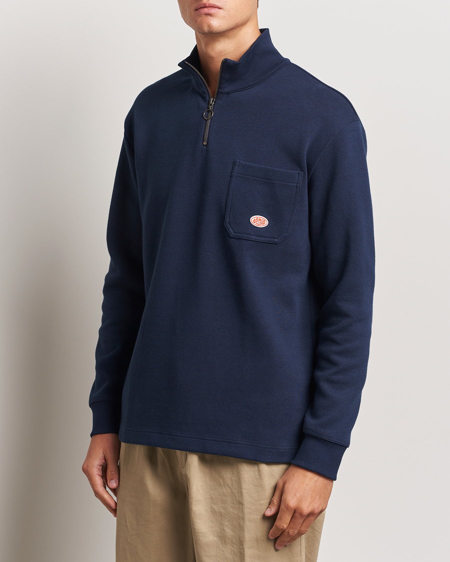 Uomini | Maglieria | Armor-lux | Camionneur Cotton Half Zip Sweater Deep Marine