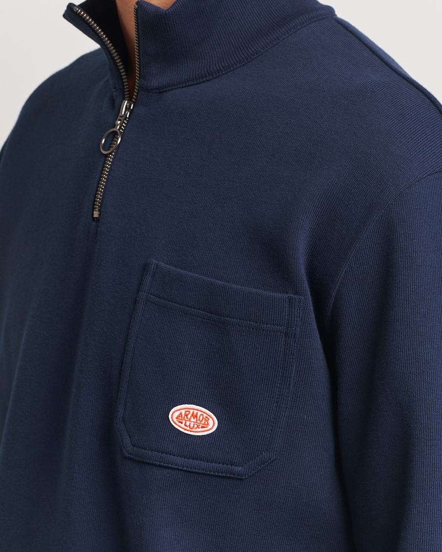 Uomini | Maglieria | Armor-lux | Camionneur Cotton Half Zip Sweater Deep Marine