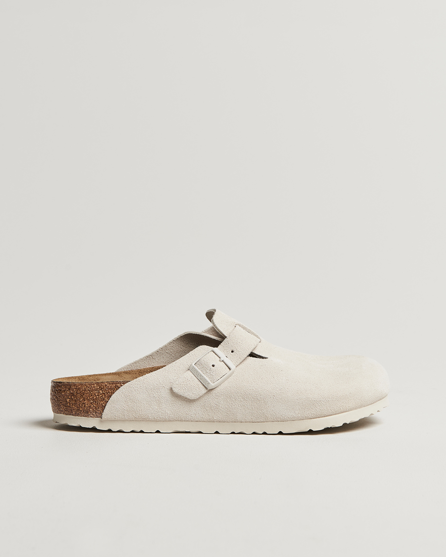 Uomini | BIRKENSTOCK Boston Classic Footbed Antique White Suede | BIRKENSTOCK | Boston Classic Footbed Antique White Suede