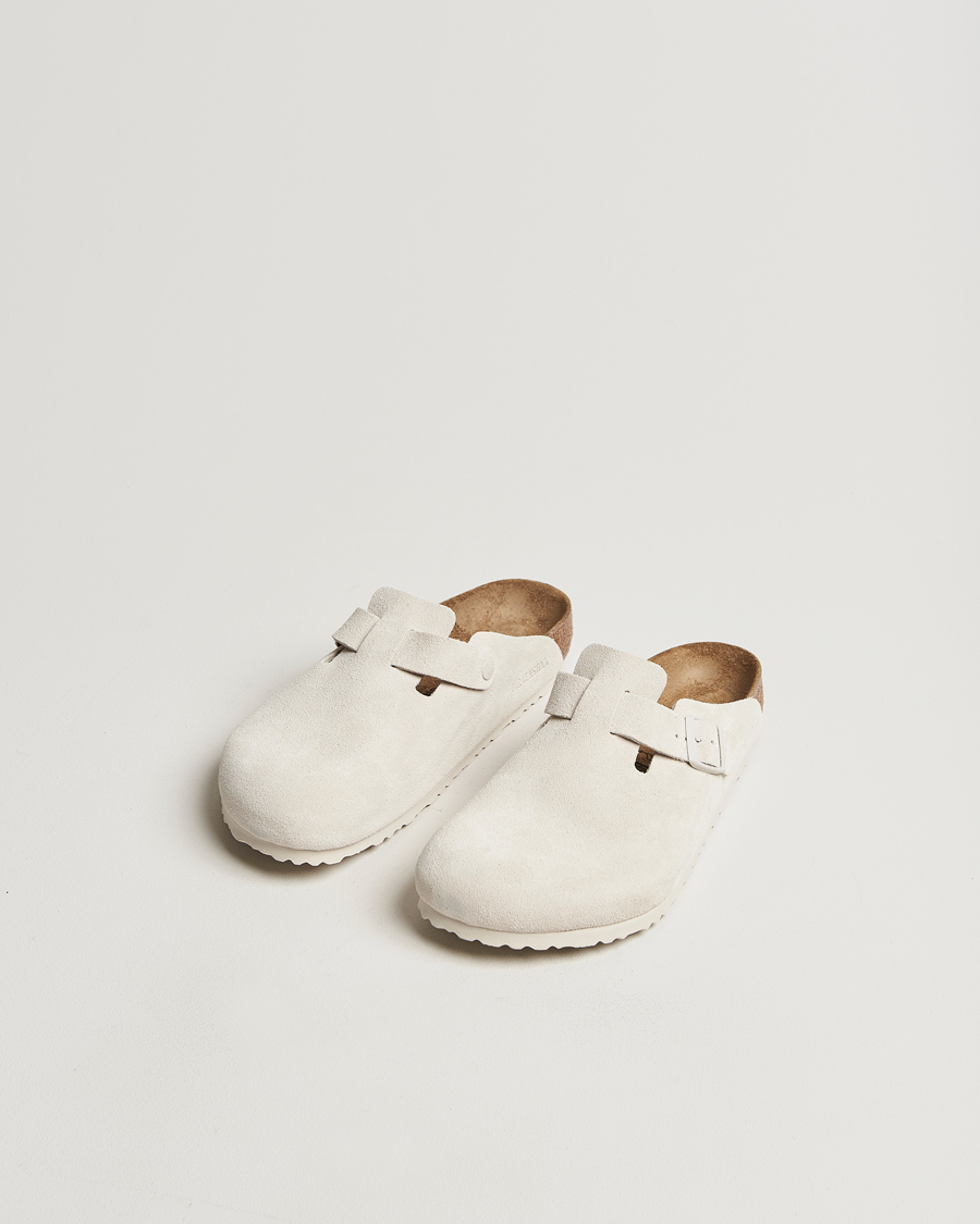 Uomini | BIRKENSTOCK Boston Classic Footbed Antique White Suede | BIRKENSTOCK | Boston Classic Footbed Antique White Suede