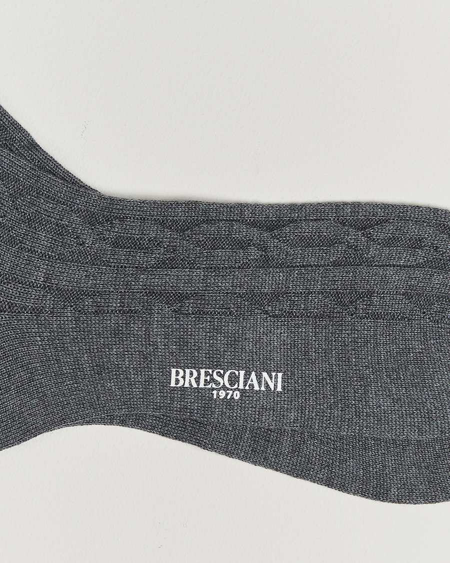 Uomini | Biancheria intima | Bresciani | Link Ribbed Wool Socks Light Grey