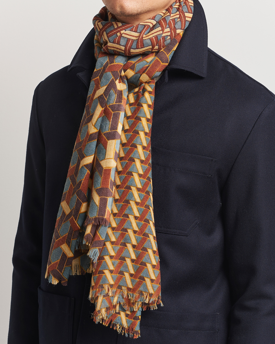 Uomini | Altea Printed Wool Scarf Orange | Altea | Printed Wool Scarf Orange