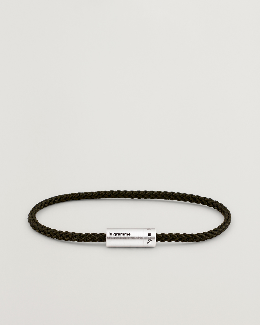 Uomini | Gioielli | LE GRAMME | Nato Cable Brushed Bracelet Khaki/Sterling Silver